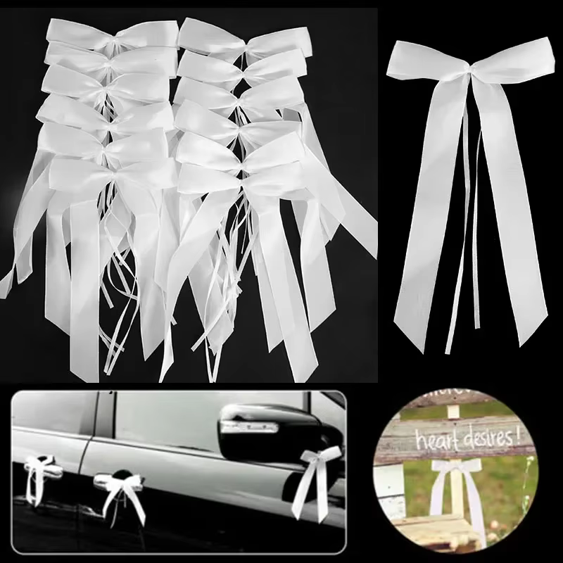 25/50 pièces Nœuds en ruban blanc pour voiture de mariage, nœuds décoratifs DIY pour emballage cadeau, décoration romantique pour mariage, anniversaire, chaise et fêtes