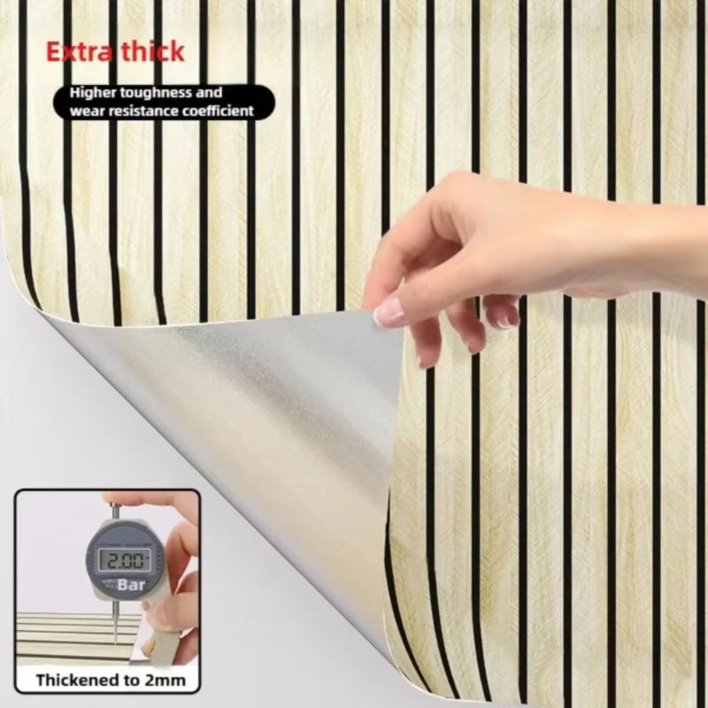 Papier peint auto-adhésif épais brun à motif quadrillé