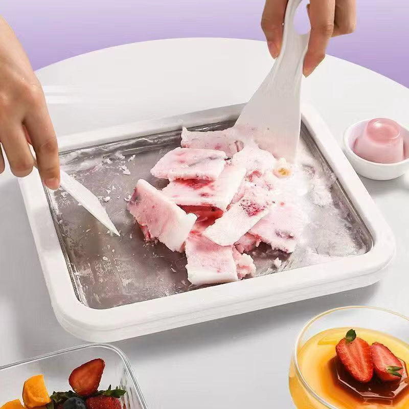 Machine à crème glacée roulée multifonctionnelle, poêle à glace frite douce et froide, yaourtière glacée domestique pour plateau à glace frit fait maison