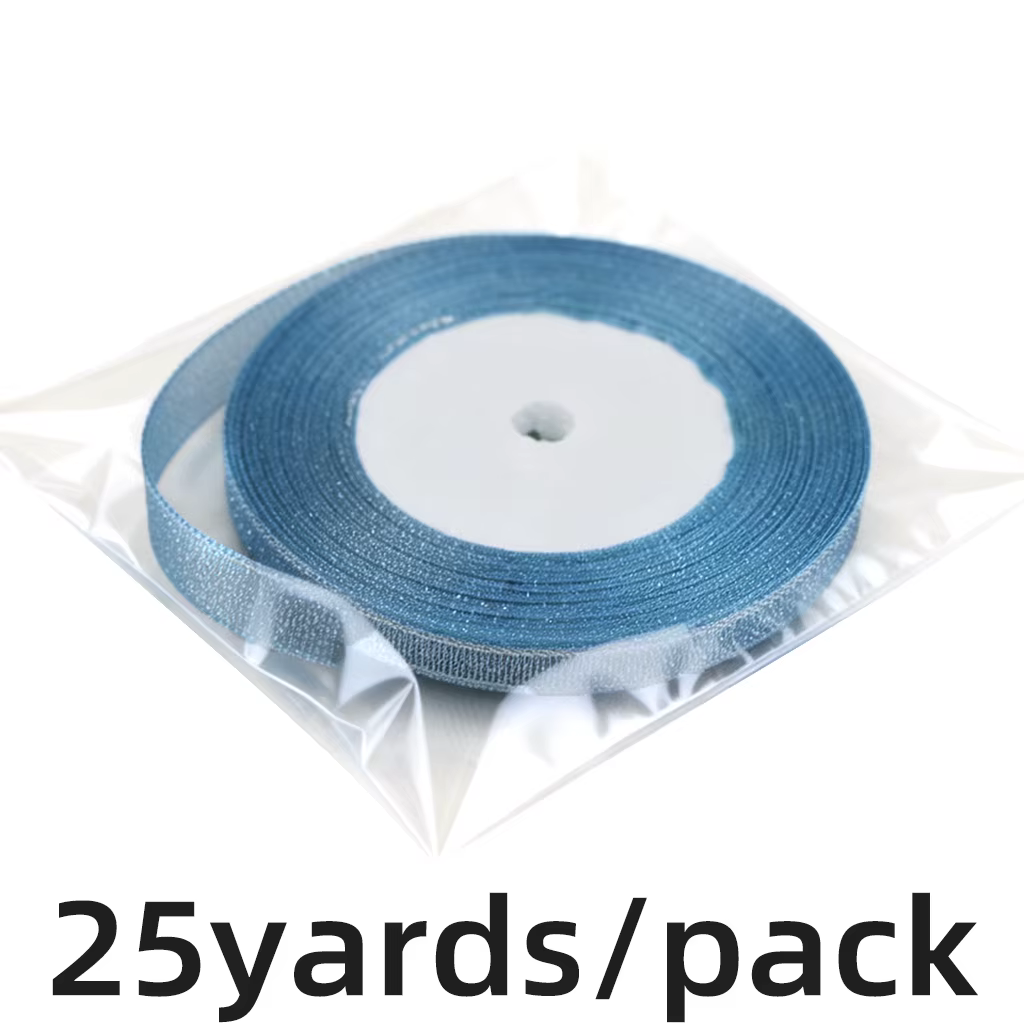 (25 Yards/Lot) Ruban en polyester bleu ciel