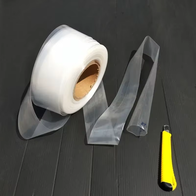 Pe rouleau Film plastique sac à poussière bande mince haute pression bouche plate Transparent emballage postal matériel alimentaire lampe Tube jouets