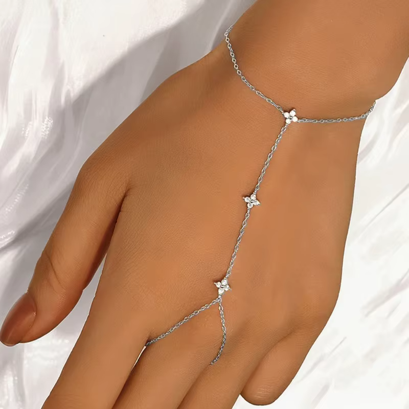 Bracelets imperméables pour femmes, anneau en or 14K, chaîne à main, marguerite délicate, zircone cubique, chaîne à maillons empilable, hypoallergénique
