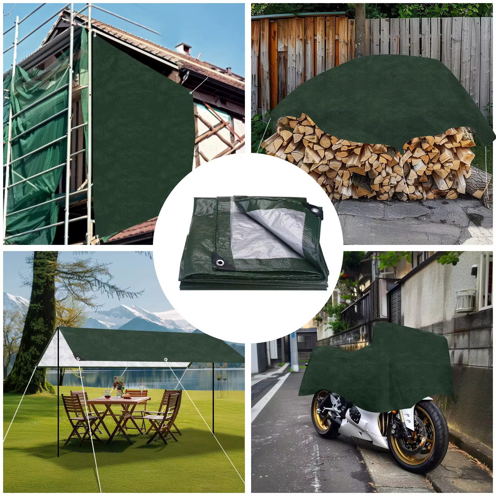Bâche de protection robuste imperméable et résistante aux UV avec œillets pour jardin