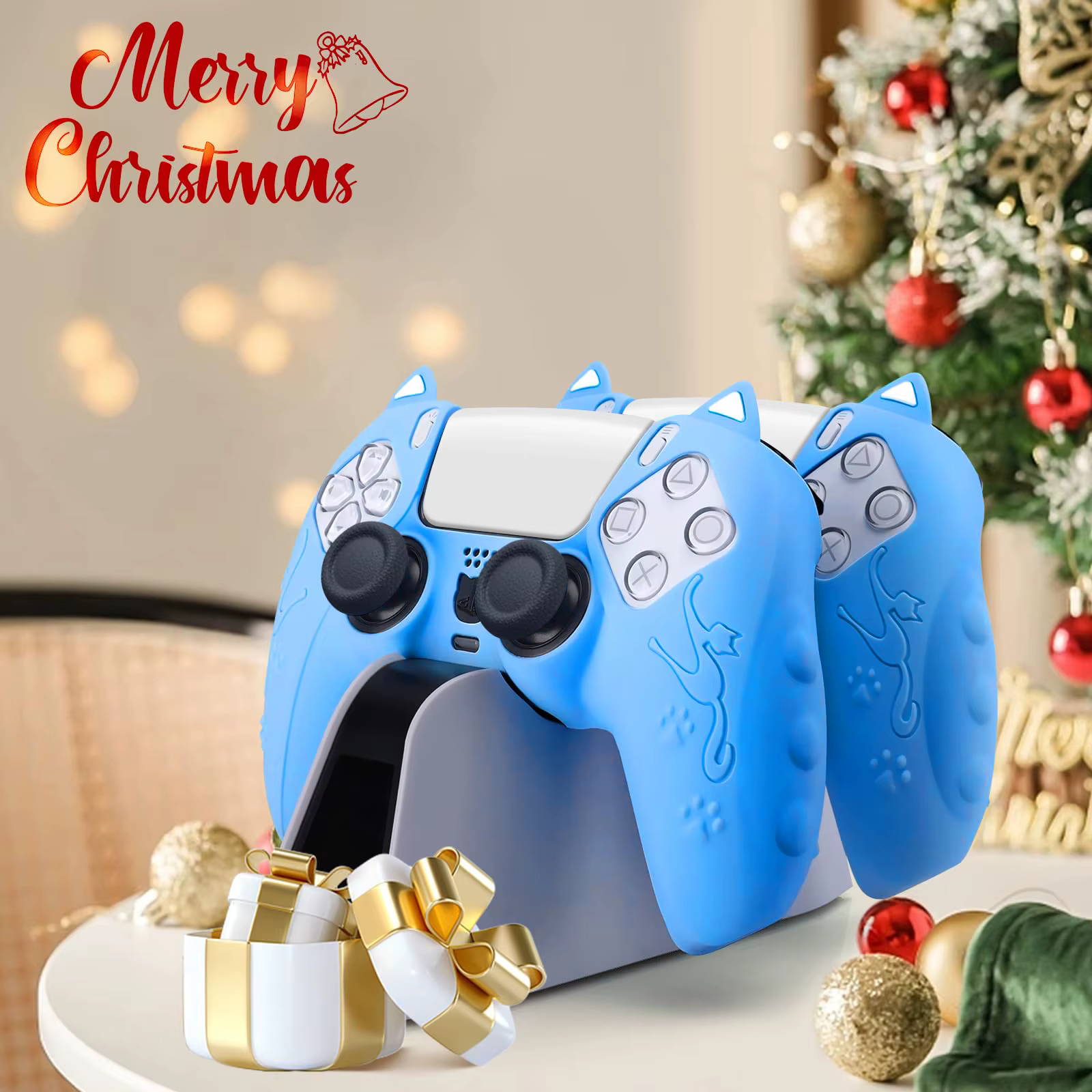 Étui de Protection pour contrôleur SONY Playstation5 PS5, housse en caoutchouc de Gel de silicone souple pour manette de jeu PS5 Slim Funda avec oreilles de chat