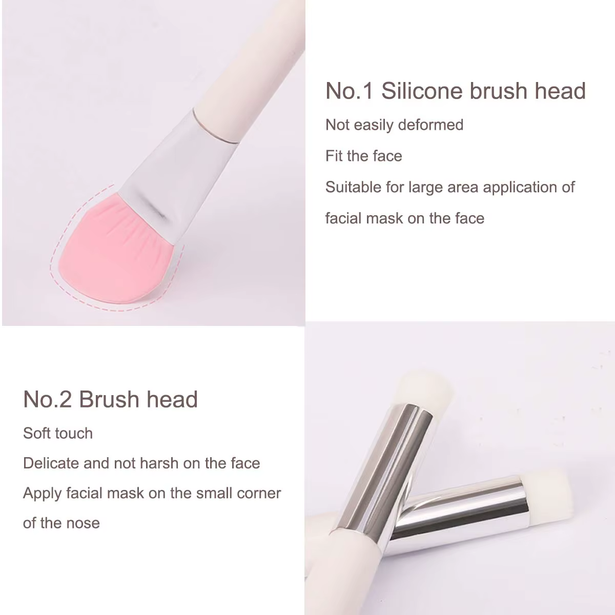 Pinceau de masque en silicone à double extrémité