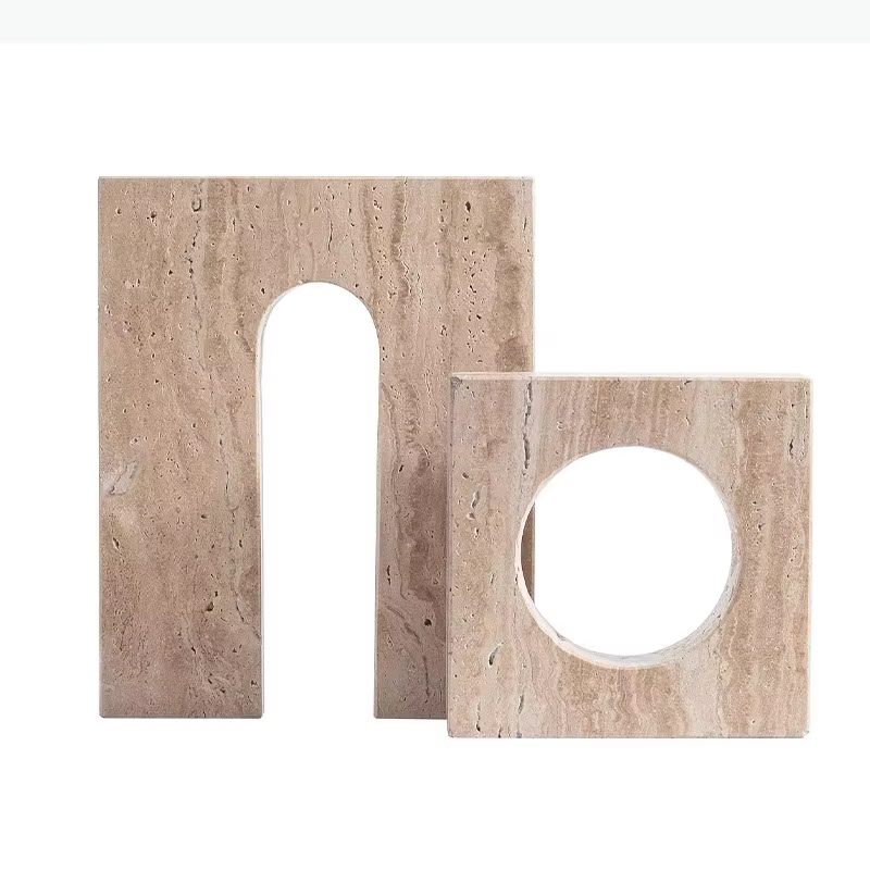 Ornements géométriques en pierre naturelle, artisanat moderne, décoration de bureau, œuvre d'art créative en forme d'arche, statue en pierre, décoration esthétique de la pièce