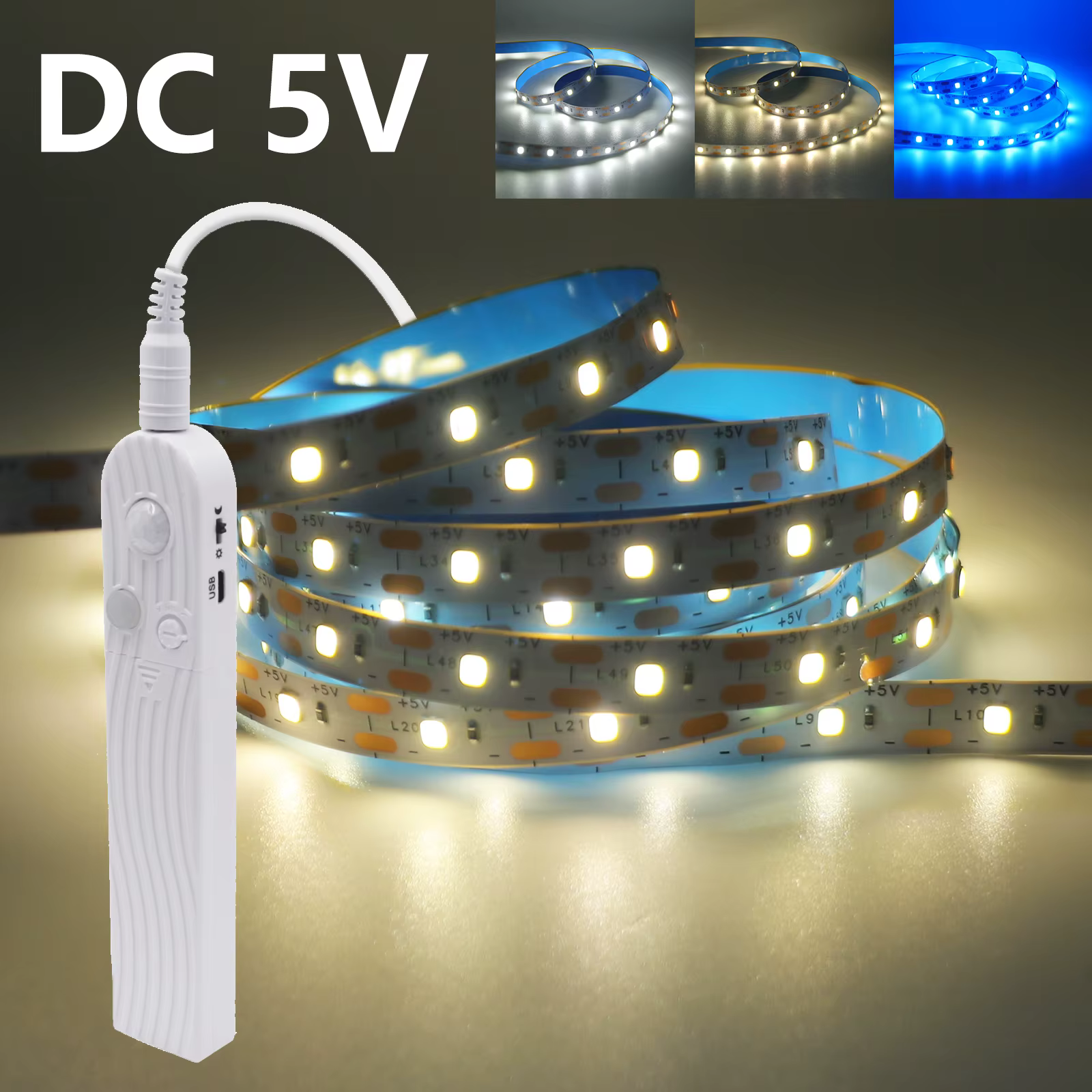 Bande lumineuse LED à détecteur de mouvement 0,5m 1m 2m 3m, éclairage de placard LED alimenté par batterie, lumière murale pour téléviseurs, lits, escaliers, armoires, décoration intérieure