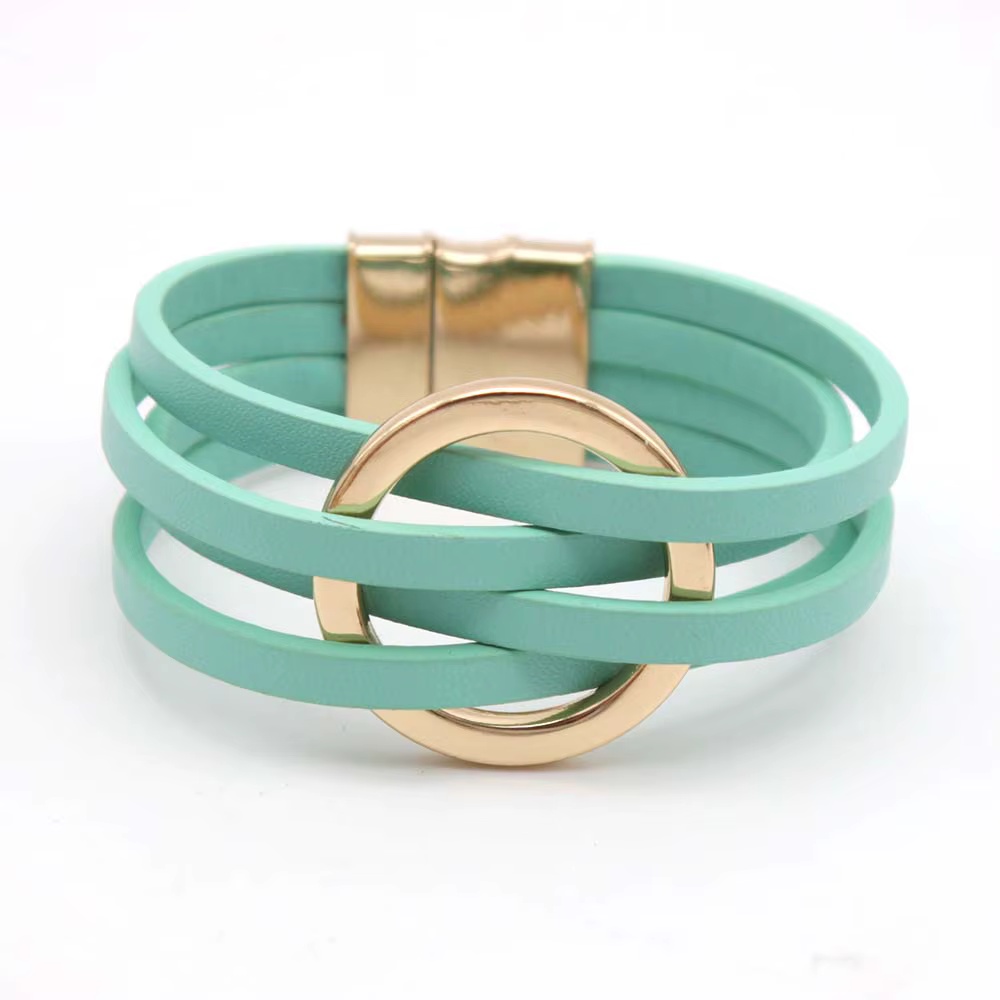 Bracelets en cuir pour femmes, à la mode, élégants, multicouches, large, bijoux cadeau, 2024