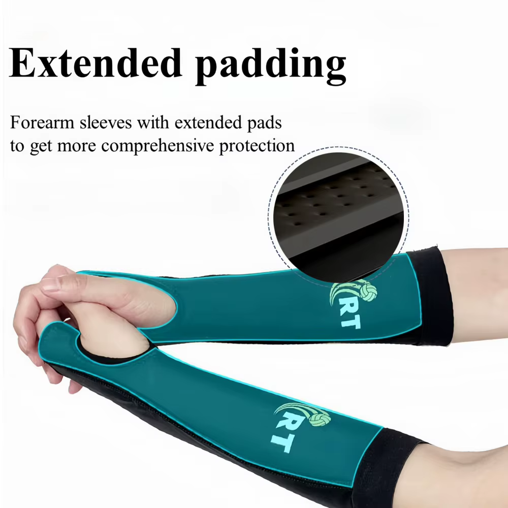 1 paire de manchons de bras de volley-ball, manchons d'avant-bras avec coussinets en mousse de Protection et trou pour le pouce, manchons de volley-ball rembourrés