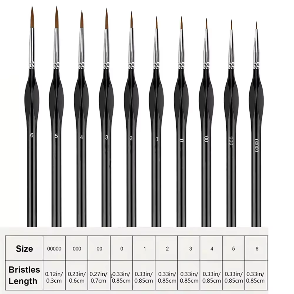 Kit de 10 pinceaux de précision pour peinture miniature