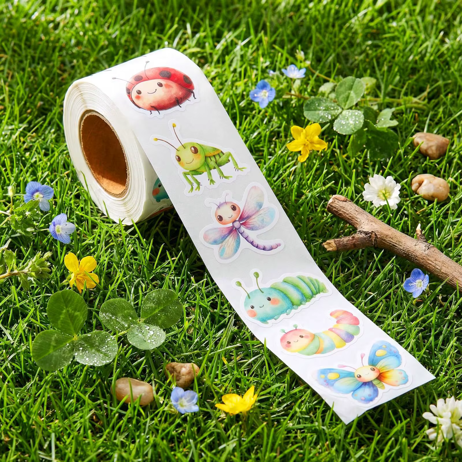 1 rouleau d'autocollants d'insectes printaniers