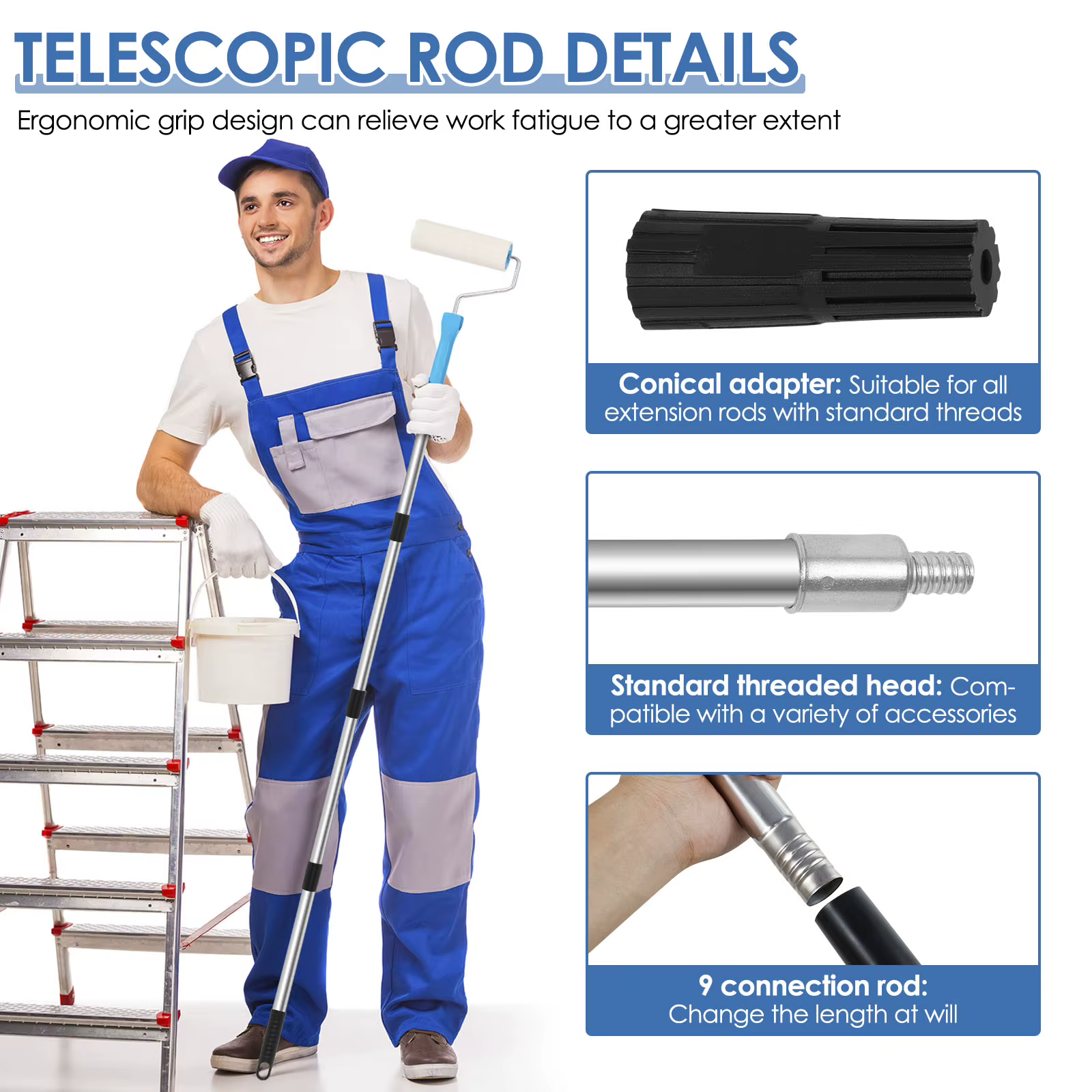 Poteau d'extension de rouleau de peinture de 10