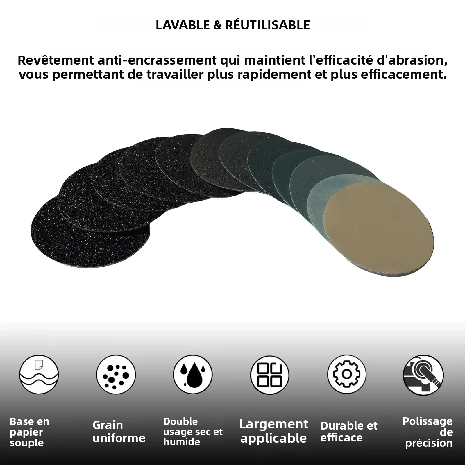 Jeu de disques de ponçage secs et humides de 2 pouces
