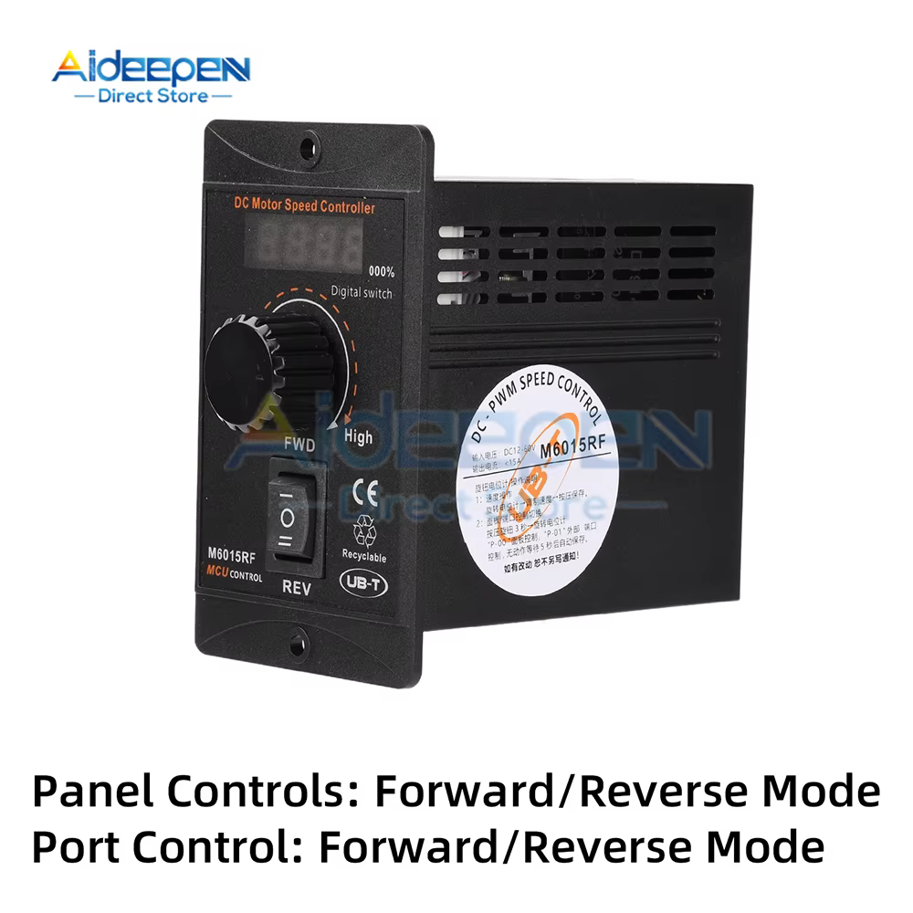 Contrôleur de moteur CC 12-60V 15A à courant élevé, régulation de vitesse PWM progressive, affichage numérique LED, contrôle avant/arrière pour le bricolage
