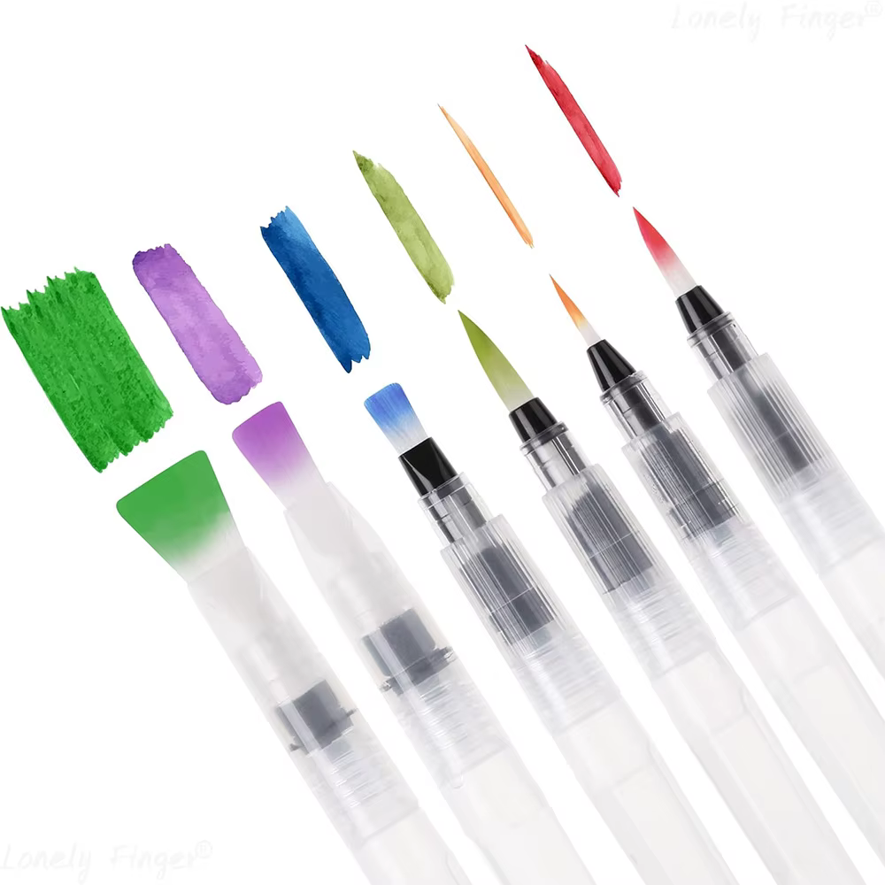 6/12 pièces stylo pinceau aquarelle pour artiste étudiant peinture lettrage pointe plate/pointe