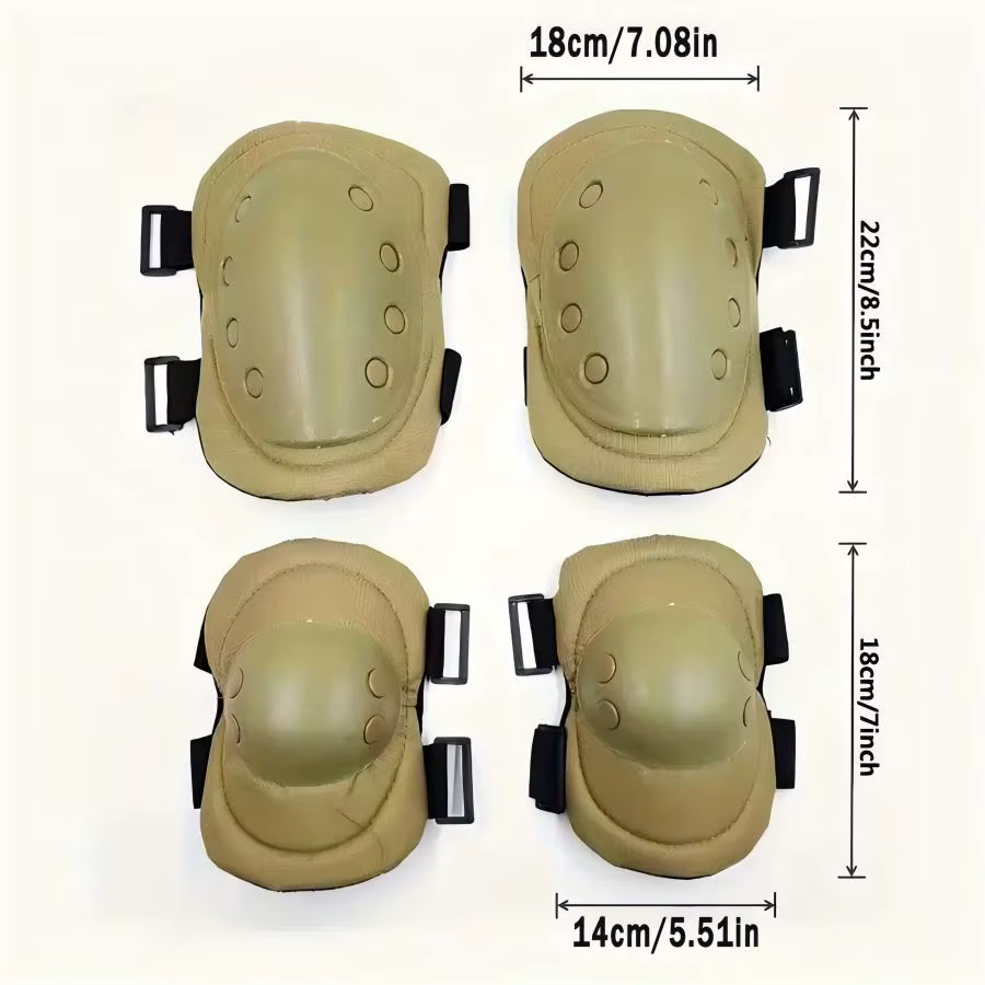 Ensemble de quatre protections pour genoux et coudes, protections pour genoux et coudes pour airsoft, combat, paintball, patinage, sports de plein air, équipement de sécurité