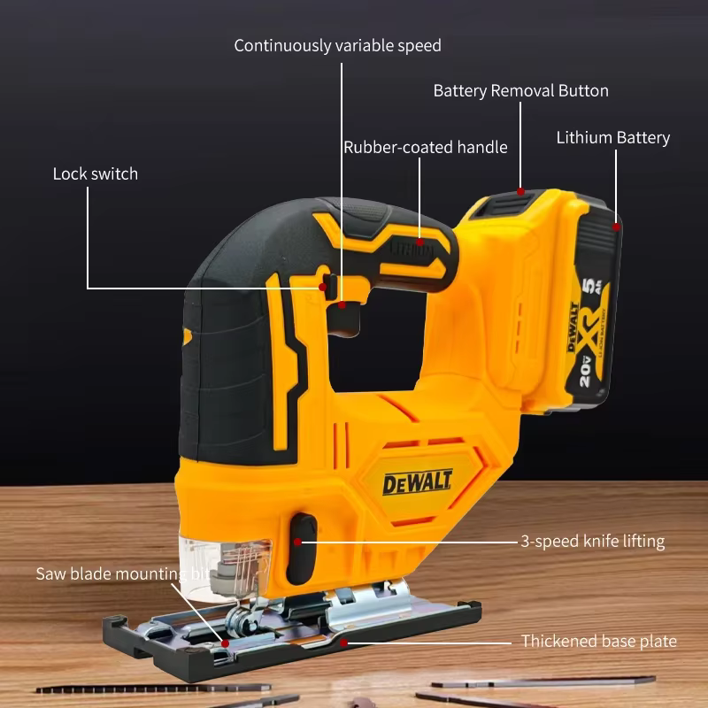 Scie sauteuse sans fil Dewalt 3000 tr/min, sans balais, portable, multifonction, réglable, outil électrique pour le travail du bois