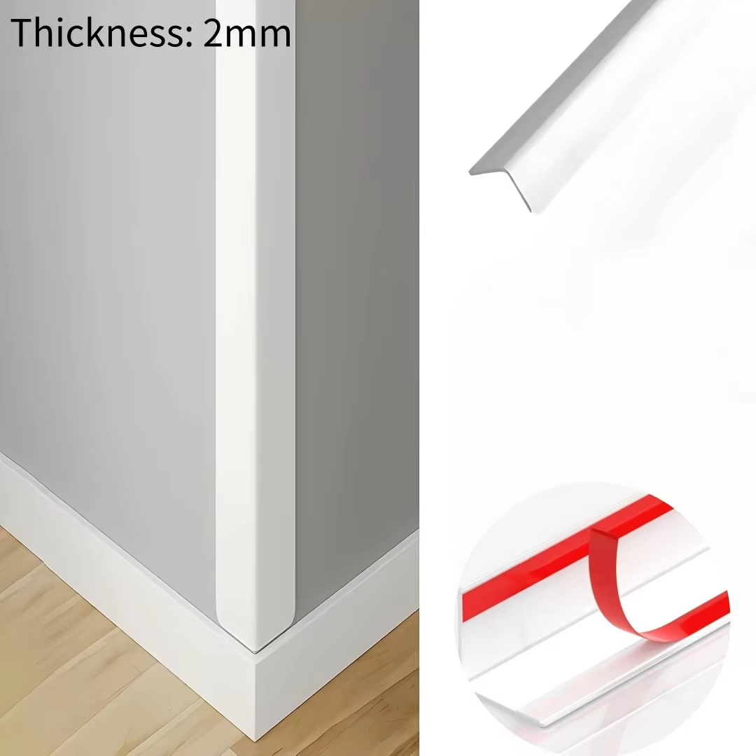 1 pièce de protection d'angle autocollante en plastique blanc de 1/2 m