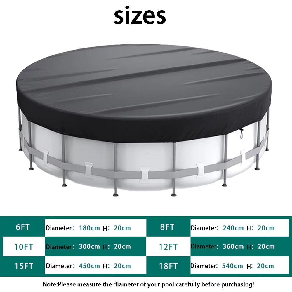 Couverture de piscine ronde pliable imperméable, anti-poussière et anti-insectes, idéale pour les piscines hors sol.