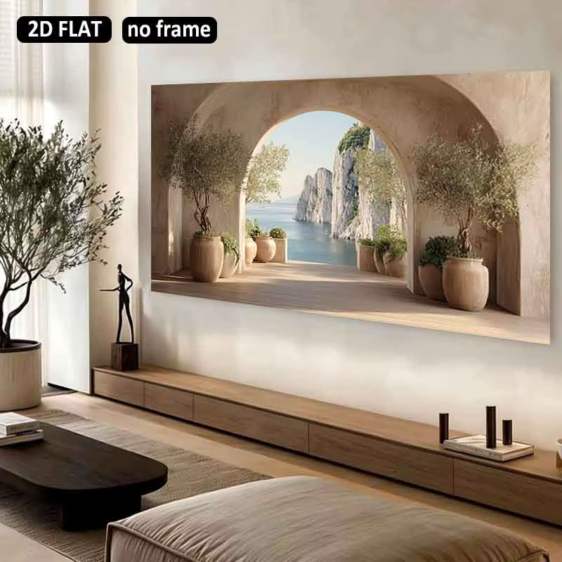 [2D Plat] 1 pièce 23.6X47.2in 60cmX120cm Peinture décorative murale polyvalente en toile de haute qualité sans cadre