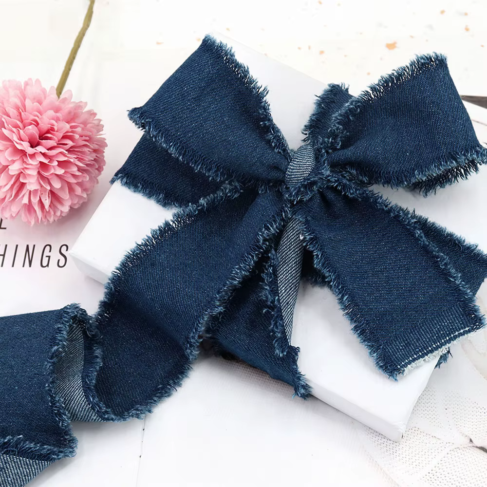 Ruban en Polyester bleu Denim avec bobine