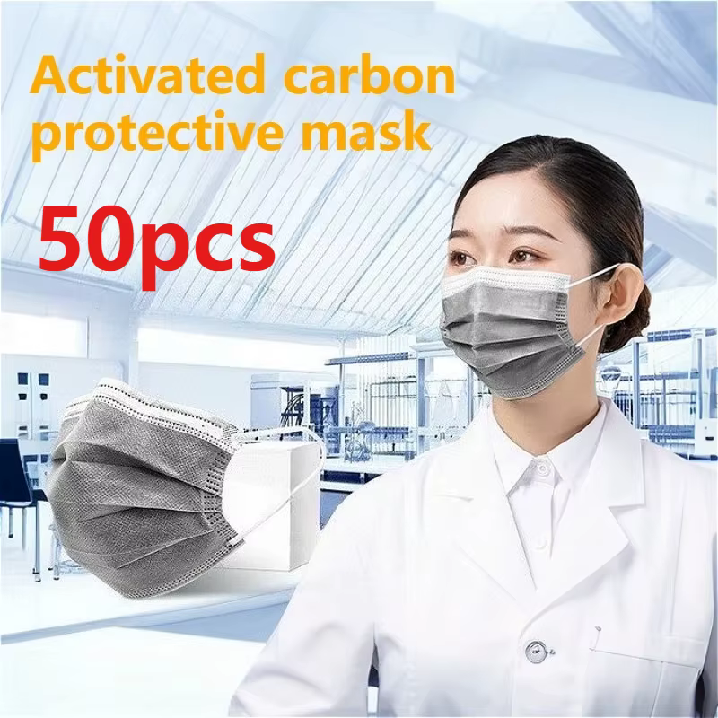 50pcs masques masque jetable masque anti-poussière Protection de sécurité respirateur masques de sécurité de santé masque de Protection au charbon actif