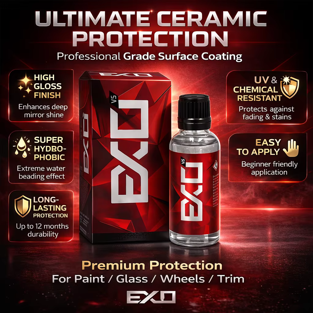 EXO Revêtement Hydrophobe Ultra Durable V5 Protégez Votre Peinture Ajoutez de la Brillance Éloignez les Contaminants Éliminez les Taches d'Eau
