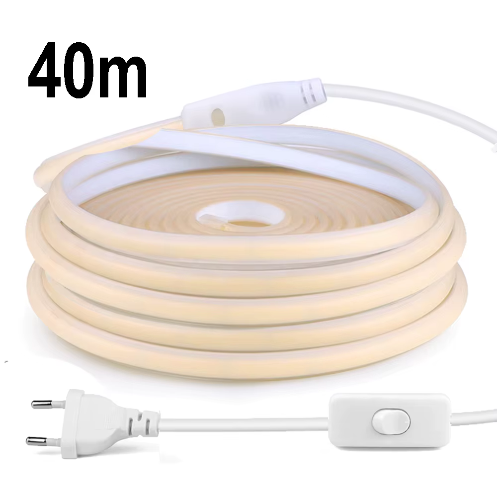 220v ruban Led haute luminosité COB bande Led pour chambre bande Led étanche ruban Flexible lampe pour éclairage de jardin extérieur 40m