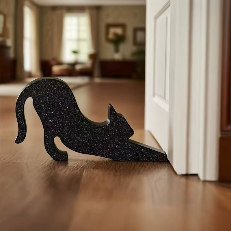 Butoir de porte mignon en forme de chat ou de chien, style décoratif animalier, matériau durable résistant aux rayures pour ornement d'entrée domestique