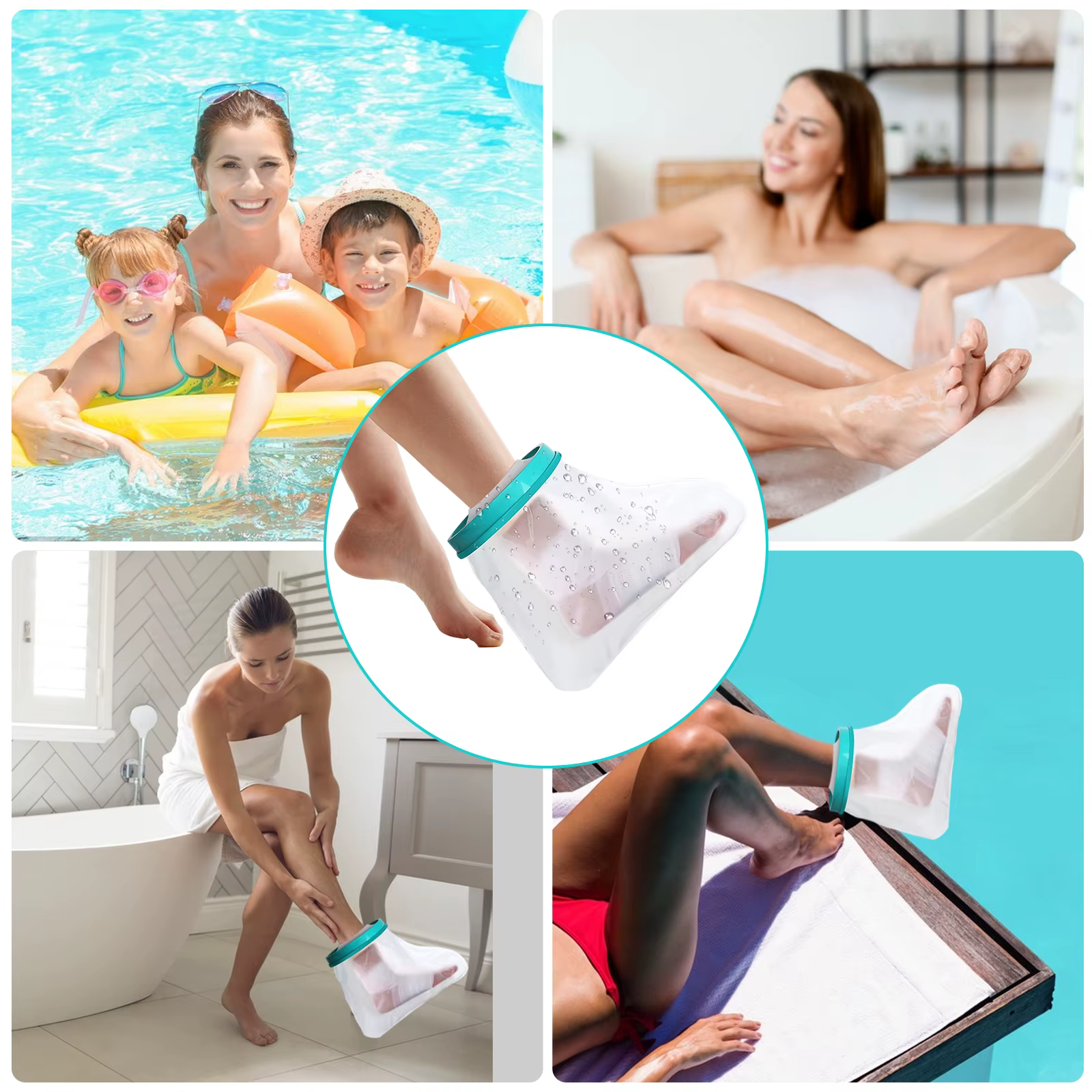Couvre-pieds moulés pour douche, bandage de douche étanche et protecteur moulé pour douche et bain, protection étanche pour enfants