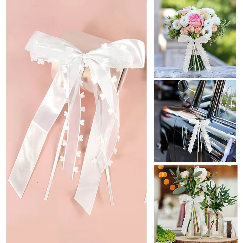 10-30 pièces Nœuds de mariage en ruban blanc