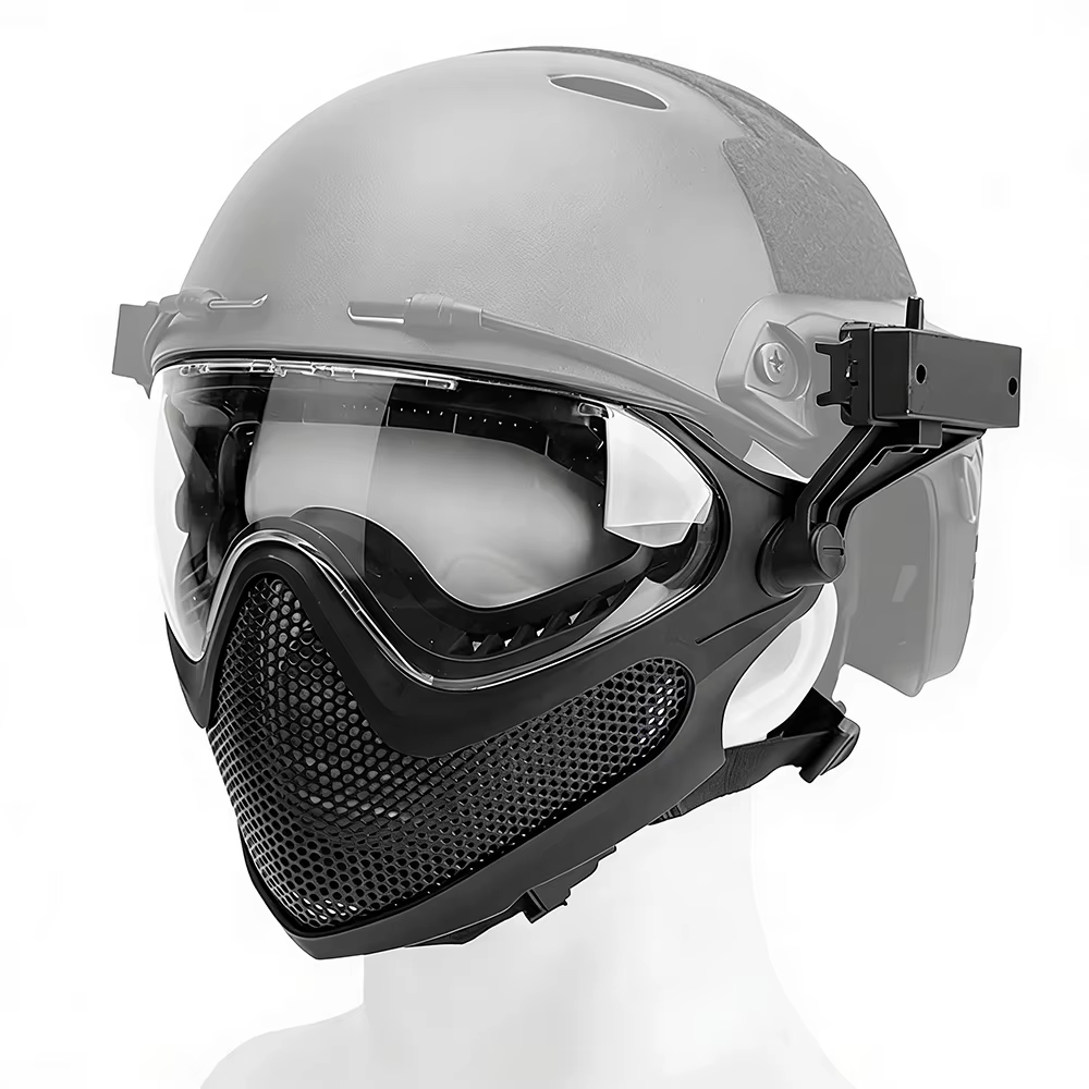 Masque facial complet Airsoft, masque de casque, ensemble de lunettes de Protection Anti-buée, maille en acier respirante, masque facial de Protection pour Wargame
