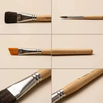 Ensemble de pinceaux en nylon à poils doux pour peinture acrylique