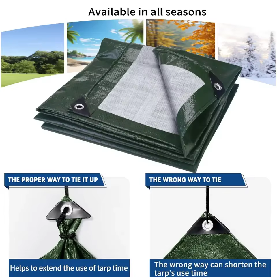 Bâche de protection robuste imperméable et résistante aux UV avec œillets pour jardin