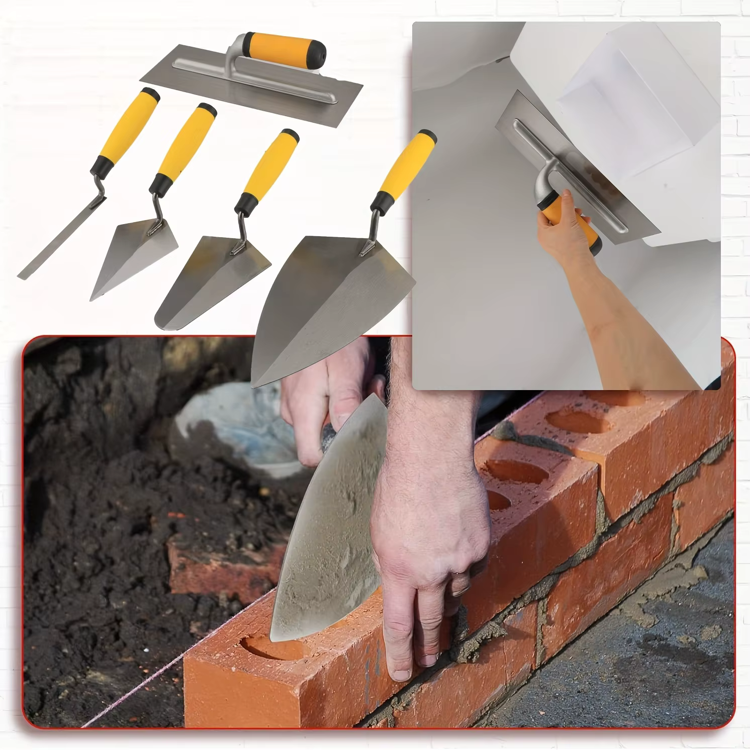 5 pièces Mason Set manche en bois en acier au carbone
