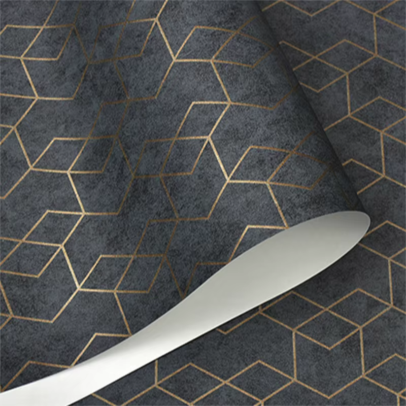 Rouleau de papier peint géométrique de luxe gris foncé