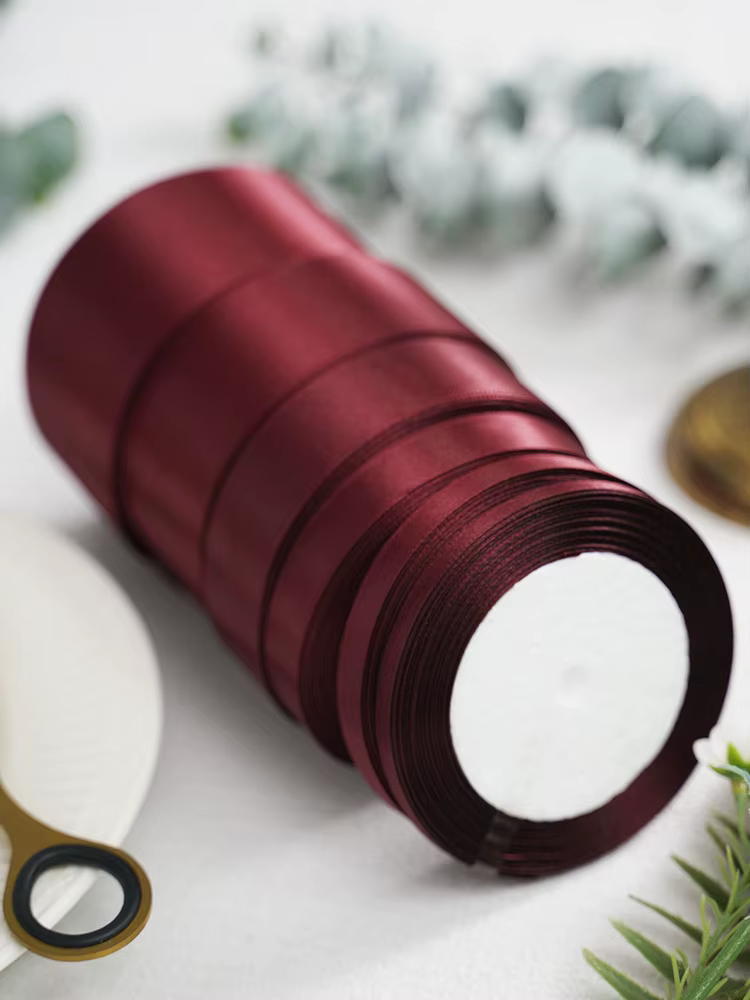 Ruban en Satin bordeaux 25yards 6mm 10mm 15mm 25mm 38mm 50mm