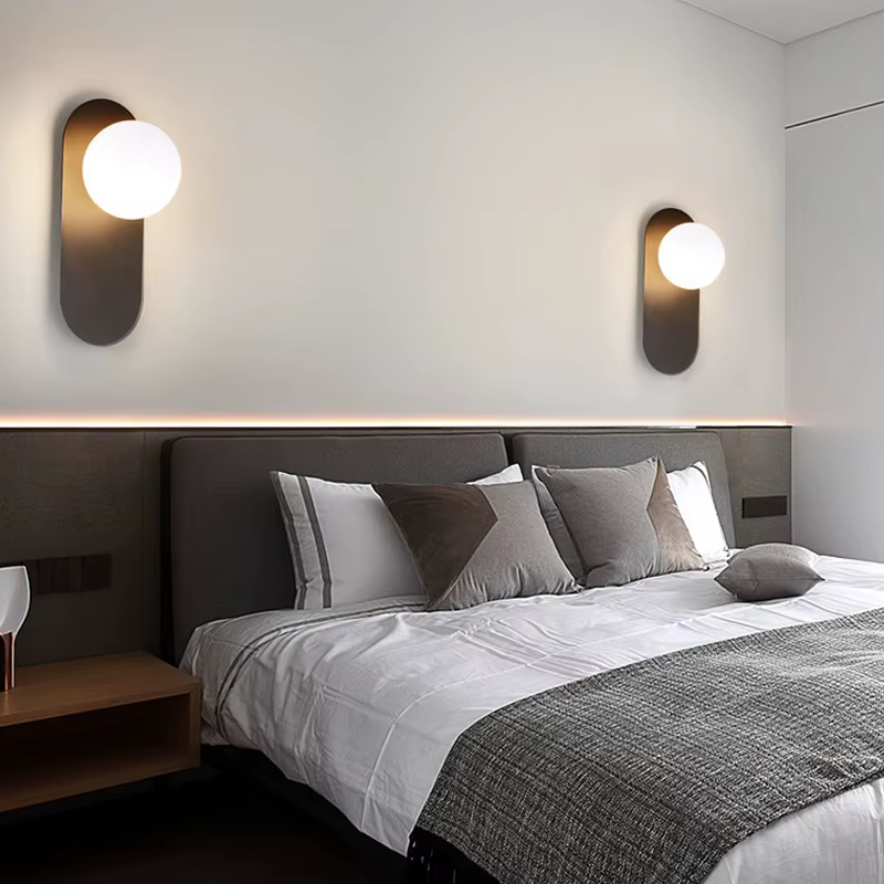 Applique Murale LED en Boule de Verre Givré