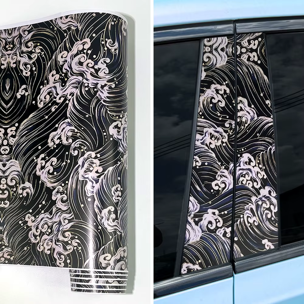 1 rouleau de dessin animé vague Graffiti voiture vinyle Wrap imperméable auto-adhésif voiture Film bricolage véhicule moto vélo planche à roulettes ordinateur portable bateau
