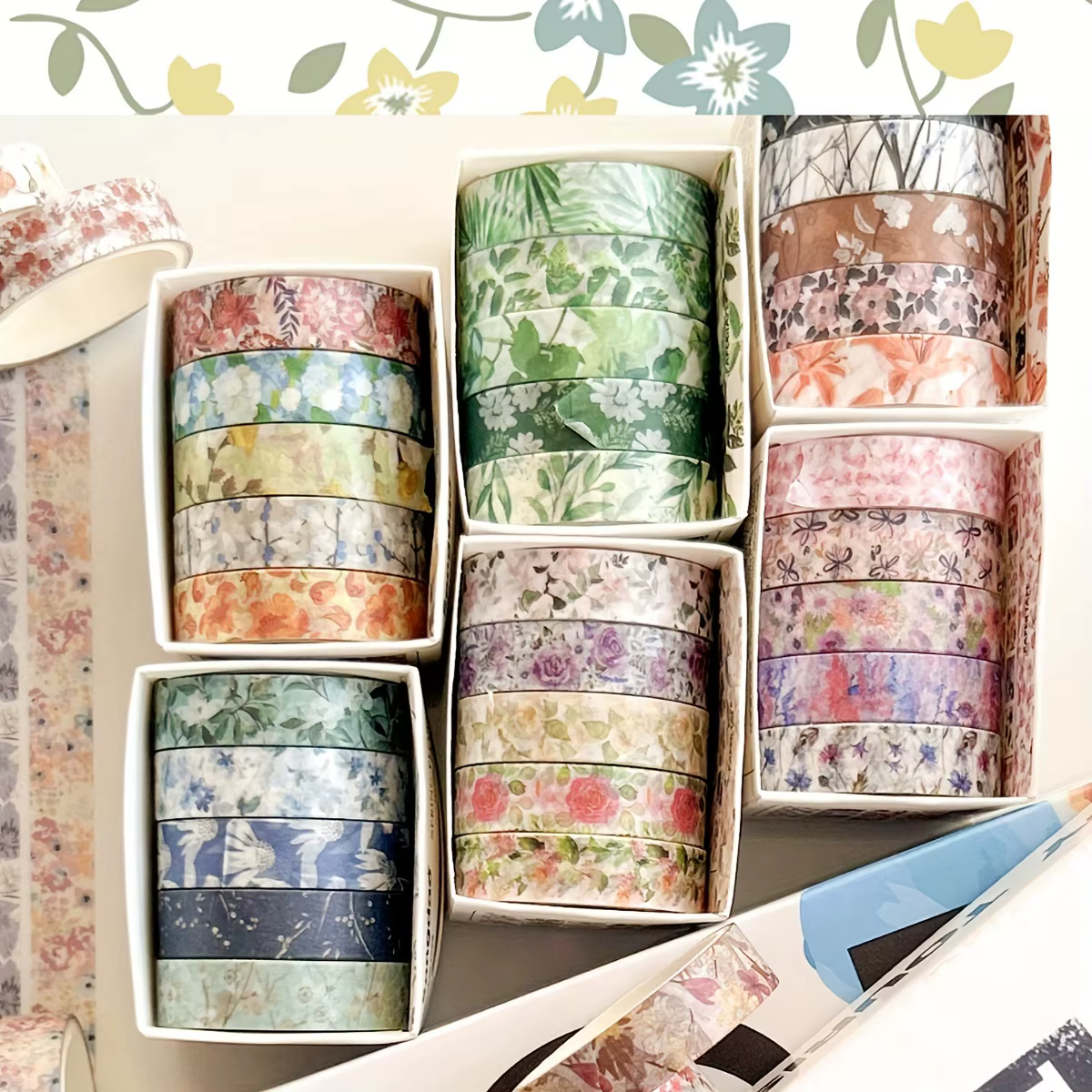 5 rouleaux/ensemble esthétique ruban adhésif décoratif Floral fleur Washi