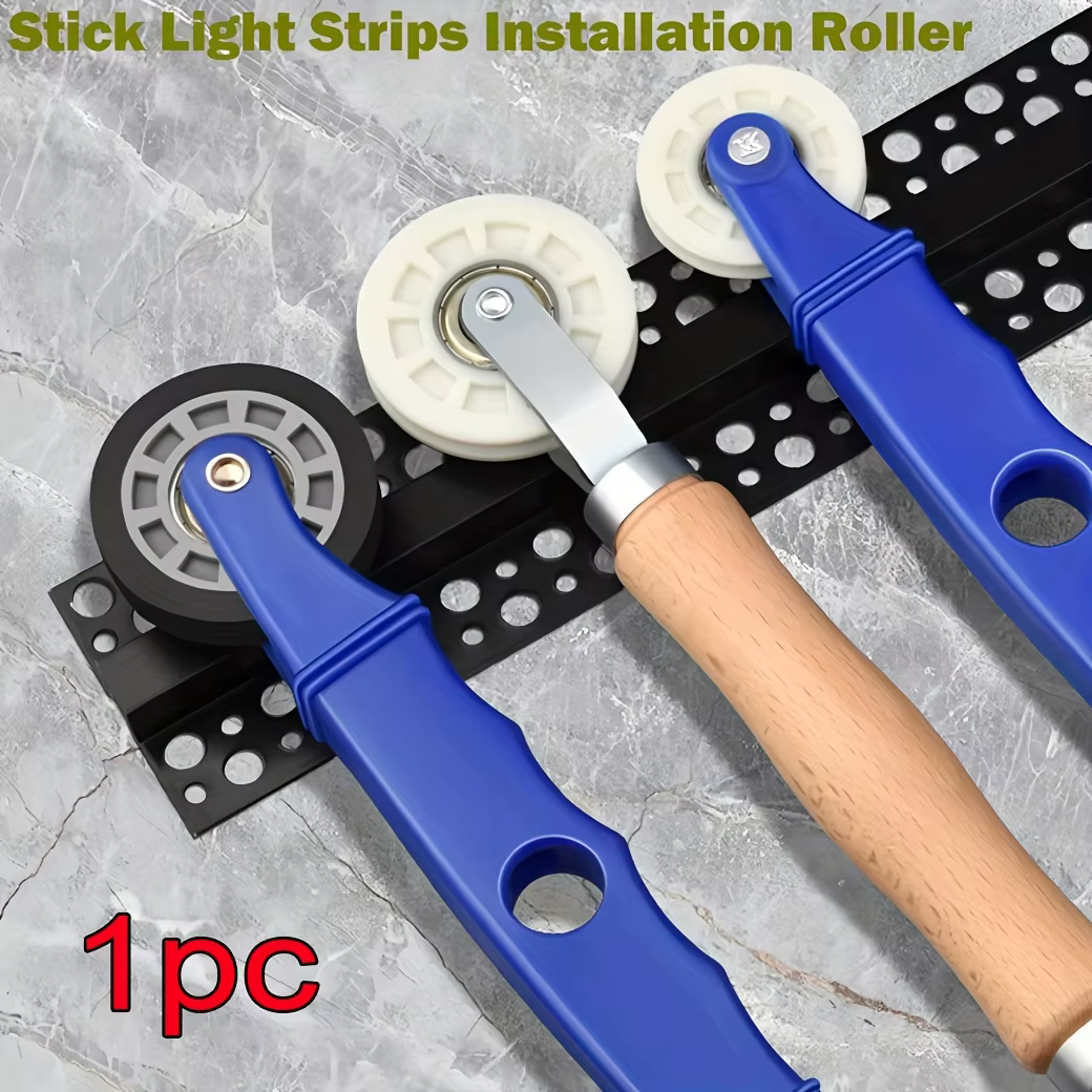 Outil de rouleau de canal de bande LED - 2 rainures en U et roues plates avec poignées en bois/plastique | Instalez