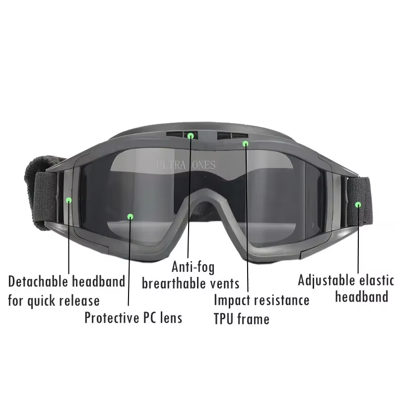 Lunettes de protection coupe-vent à 3 lentilles pour airsoft, tir sûr, équitation, randonnée, chasse, sport