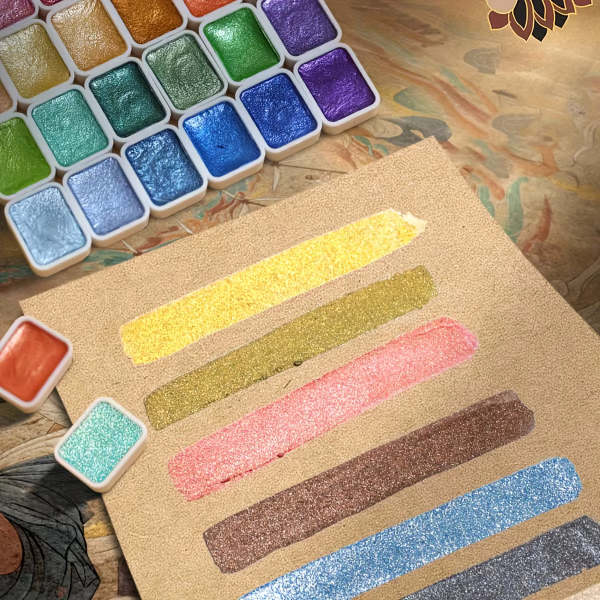 Palette de peinture métallique 32 couleurs pour artistes | Tons de perles doux pour une brillance audacieuse