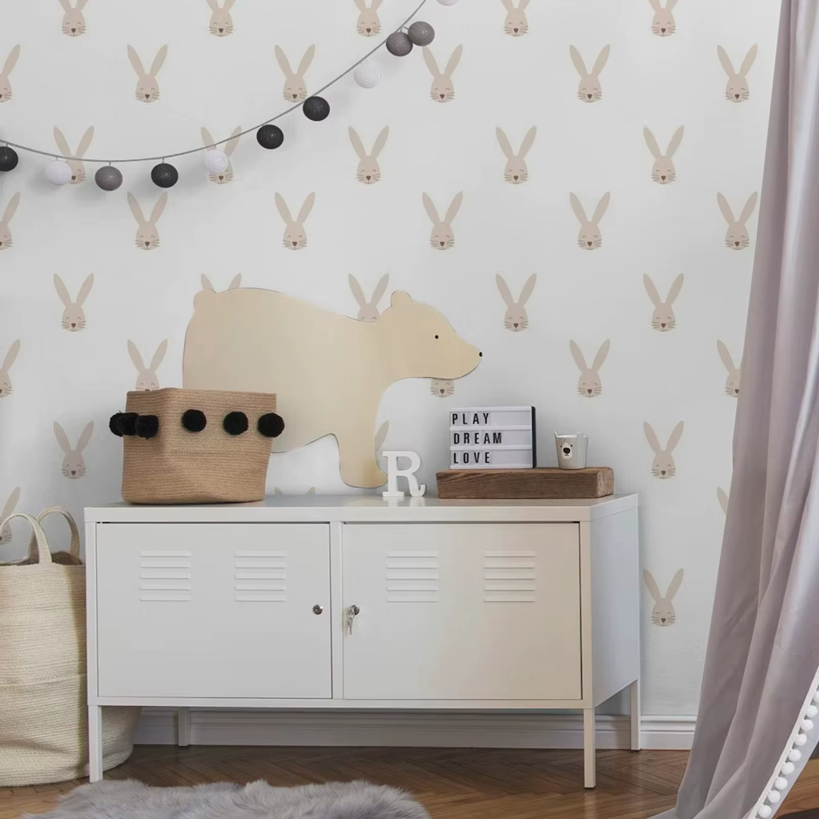 Happy Bunny-Papier Peint Beige Auto-Adhésif