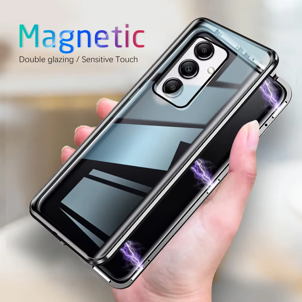 Étuis magnétiques en métal à protection intégrale 360° pour Samsung Galaxy A34 A35 A16 A56 A17 A36 5G, coque de téléphone avec dos en verre double face
