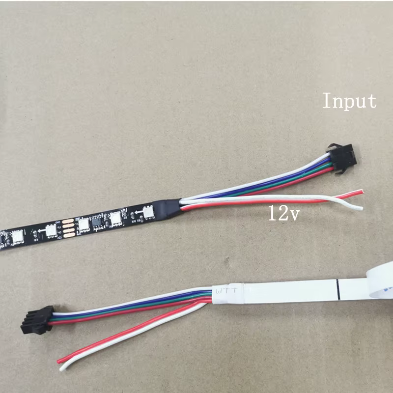 Bande lumineuse RGB LED adressable, 4P IC16703, 12V, 5m, 60LED Pixel, point de rupture, transmission continue, 4 fils, IP20, 5m