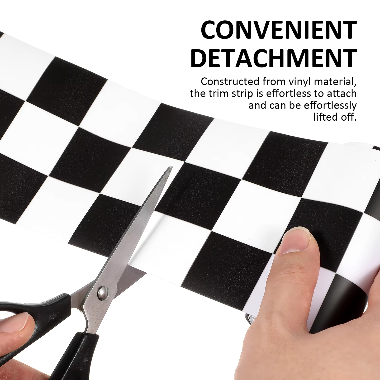 1 Rouleau d'Autocollant de Bordure à Carreaux Noir