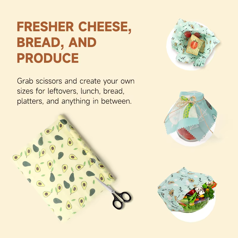 WEEDI Rouleau d'emballage de cire d'abeille réutilisable, écologique, rouleau de papier de cire, emballage alimentaire de cire d'abeille sans plastique pour sandwich, couvercle de fruits et de bols