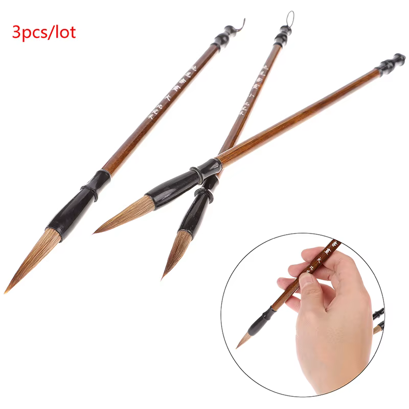 Pinceaux de calligraphie chinoise de qualité supérieure, 3 pièces/lot, pour l'écriture, tendance
