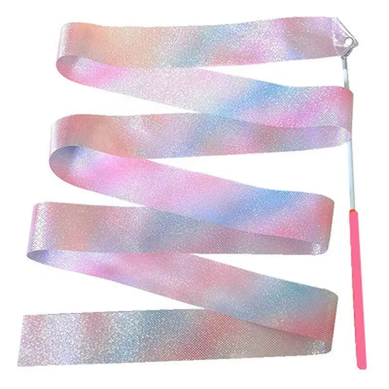 Équipement de gymnastique rythmique 2M/4M, banderole de Ballet, ruban de danse, tige torsadée rythmique, bâton arc-en-ciel, entraînement étoile clignotante